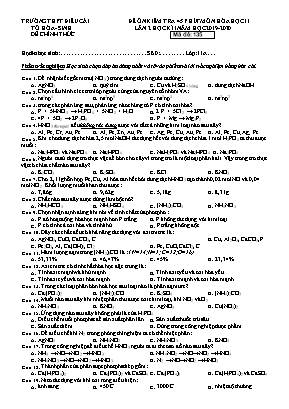 Đề ôn kiểm tra 45 phút lần 2 học kỳ I môn Hóa học Lớp 11 - Mã đề 135 - Năm học 2019-2020 - Trường THPT Điều Cải